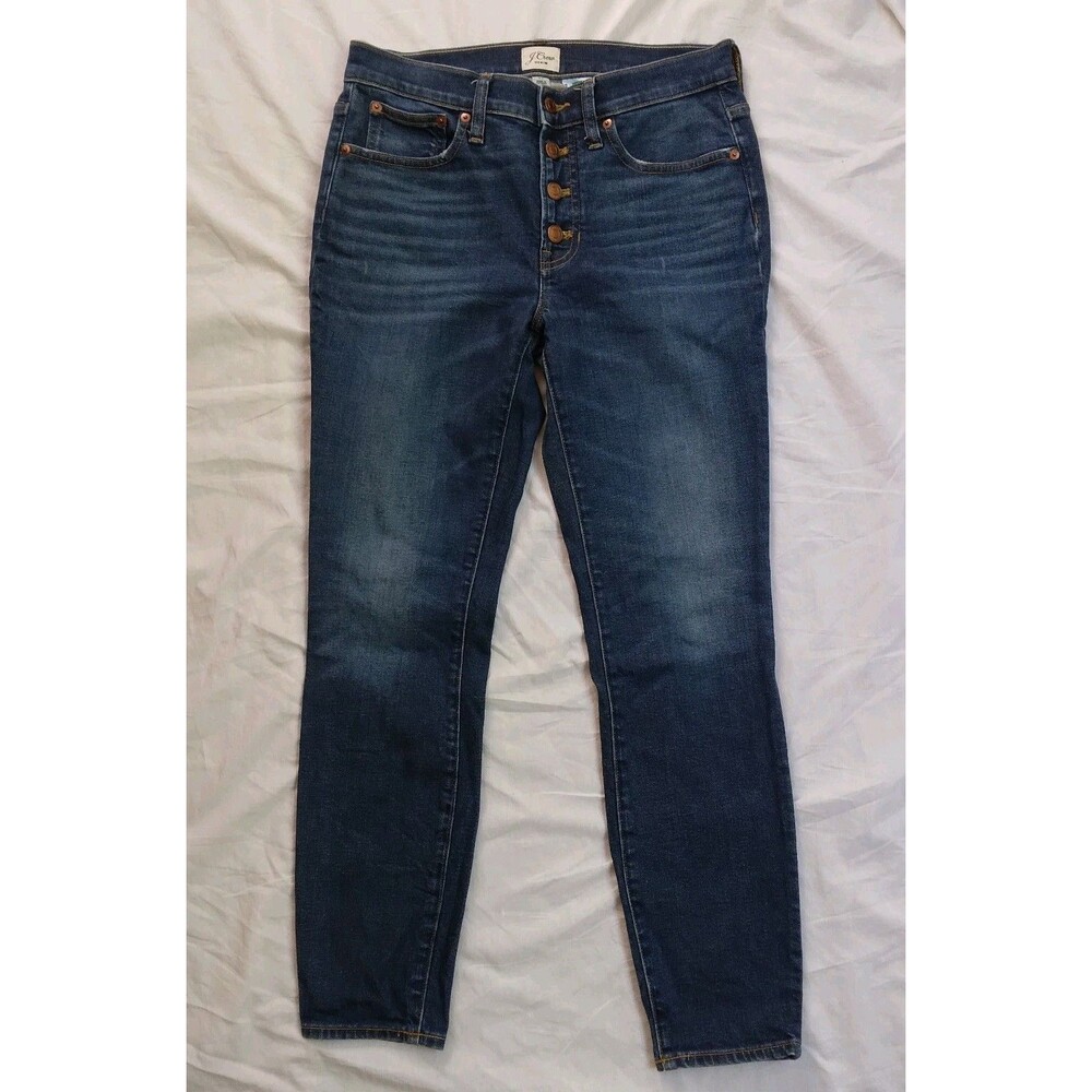 J Crew Denim 9" Toothpick Jeans Buttonfly City Preppy Casual Women's Size 27